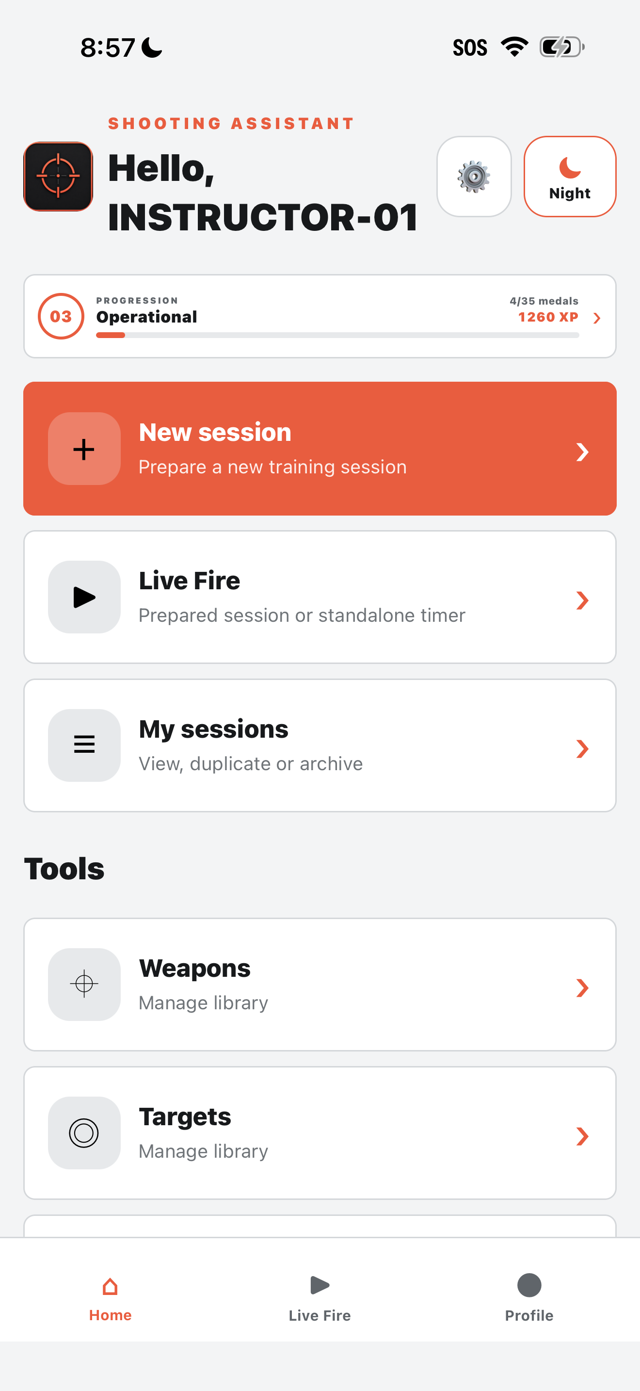 Shooting Assistant application screenshot